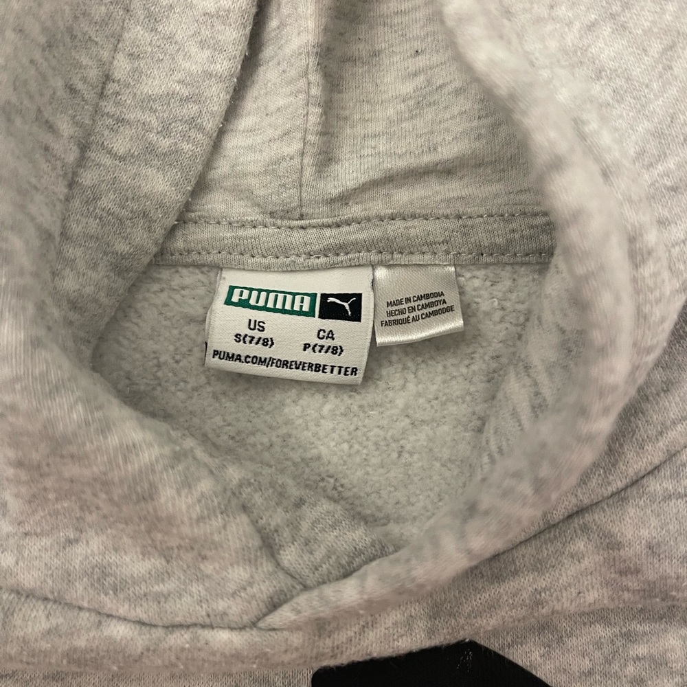 Puma Heather Gray Hoodie with Black Logo size 7/8 - Picture 4 of 4